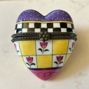 Mackenzie Childs style heart trinket box